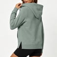 thumbnail image 6 of Josdec Drawstring Hooded Sweatshirts for Women Solid Color Long Sleeve Pullover Kangaroo Pocket Side Split Hem Casual Hoodies S-2XL, 6 of 9