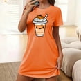 thumbnail image 2 of Tnhcen Cool Halloween Sleepwear Plus Size Cartoon Print Short Sleeve Dress Round Neck Soft Polyester Spandex S-2XL for Warm Season Parties, 2 of 5