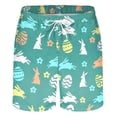thumbnail image 2 of Aayomet Swim Trunks Men Easter Printing Pocket Buckle Lapel Shorts (Blue, L), 2 of 3