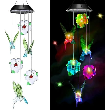 LINLIN Solar Wind Chime Light, Wind Chime Lights Color Changing Outdoor Home Mobile Hanging Bells Chime Waterproof for Patio Yard Garden