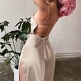 thumbnail image 4 of SMihono Robe Maxi Bohème d'Été pour Femmes Grande Taille Sexy Sans Manches Unie Ajustée Col en V Fendue Longue Robe de Plage, 4 of 8