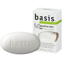 Basis Sensitive Skin Bar Soap, Unscented Soap Bar for Sensitive Skin, 4 oz Bar