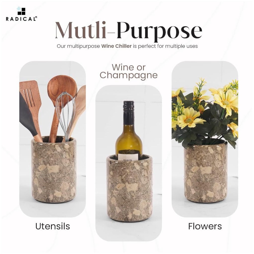 Radicaln Marble Wine Chiller Bucket 6.5 inches Oceanic Handmade Small Champagne Chiller and Wine Bottle Holder for Bar Accessories, Ideal Wine Bucket and Beverages Cooler for Parties