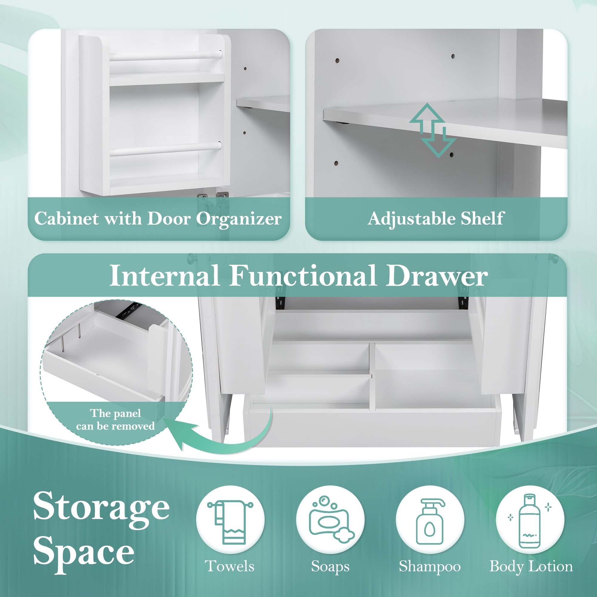Harper & Bright Designs 30" Bathroom Vanity Sink Combo, Bathroom storage Cabinet with Drawer and Door Shelf, Single Sink Bathroom Vanity, White