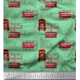 thumbnail image 1 of Soimoi Green Cotton Duck Fabric London Theme Architectural Print Fabric by the Yard 42 Inch Wide, 1 of 3