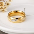 thumbnail image 4 of Couple Rings Titanium Steel 18K Gold Plated Wedding Band Promise Ring Durable Elegant High Quality Jewelry for Men Women, 4 of 4