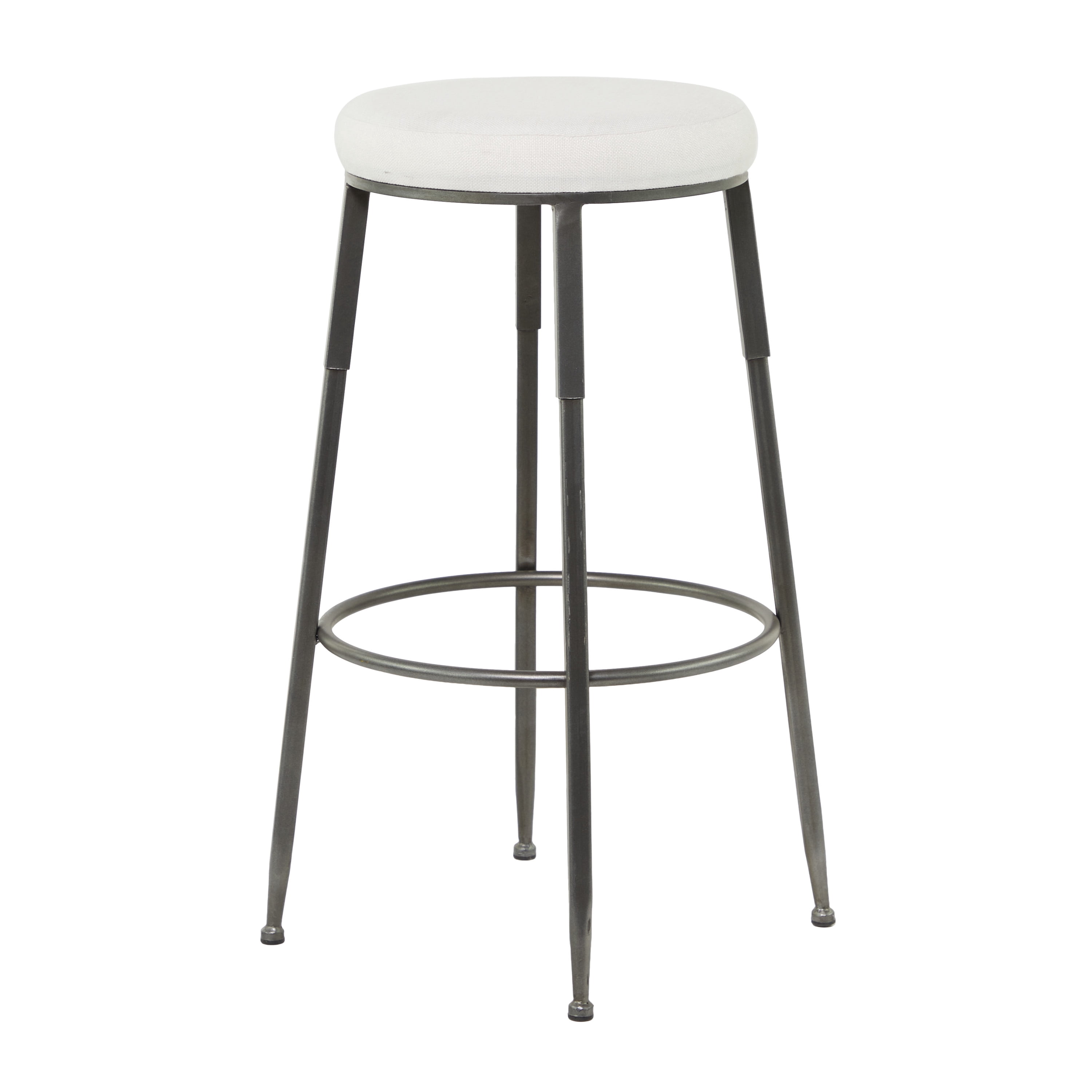 DecMode 16" x 30" Gray Metal Counter Stool with Cream Cotton Seat, 1-Piece