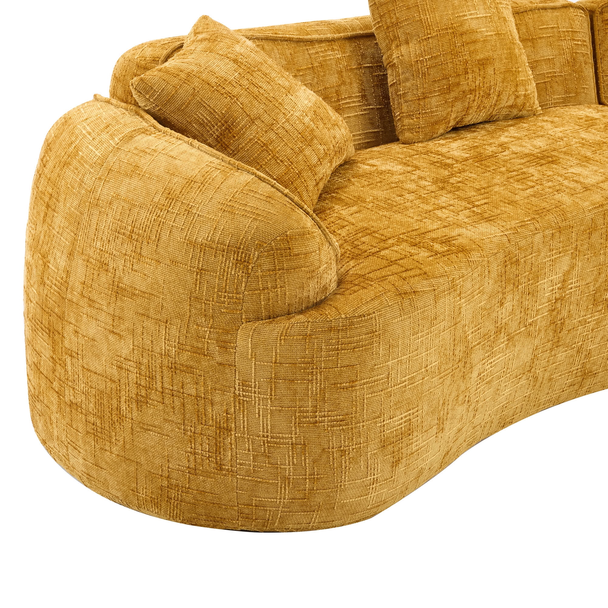 MAYEERTY 4-Seat Curved Compressed Sectional Sofa, Upholstered Cloud Modular Couch with Throw Pillows, No Assembly for Living Room Apartment Small Spaces