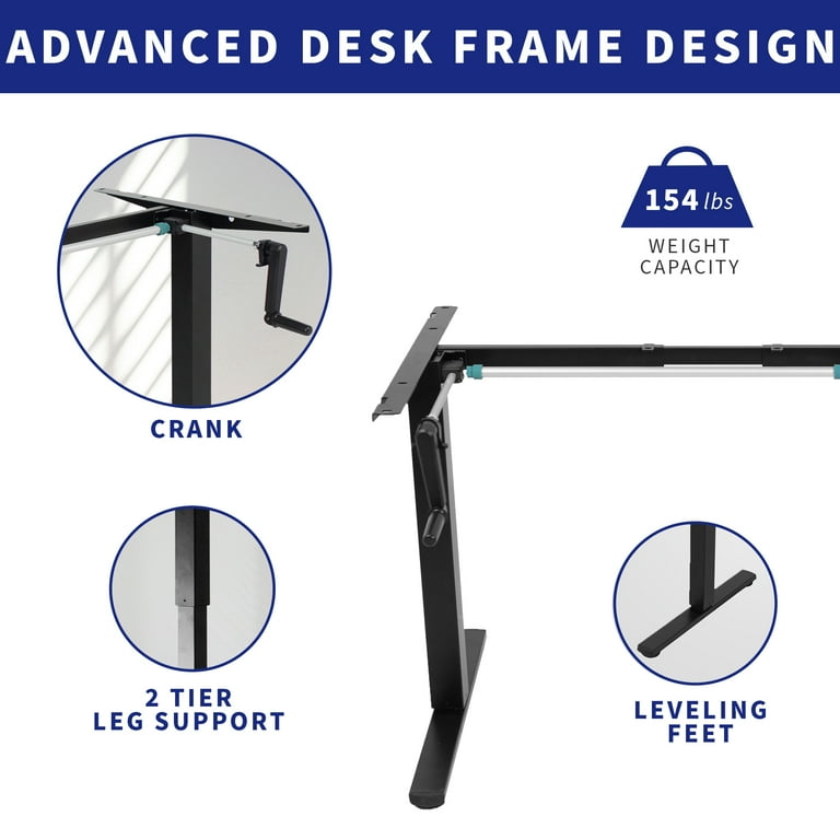 VIVO Stand Up Desk Frame Black Manual Height Adjustable with Crank System Walmart