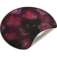 thumbnail image 5 of Black Cat Kitten Flower Christmas Tree Mats Waterproof Tree Skirt, Halloween Rose Red Xmas Tree Stand Tray Mat Floor Protector Pad for Holiday Party Decoration, 28.3", 5 of 6