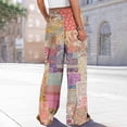 thumbnail image 4 of Dress Pants Women Petite High Waisted Wide Leg Summer Beach Vacation Pants Boho Lounge Casual Palazzo Trousers, 4 of 7