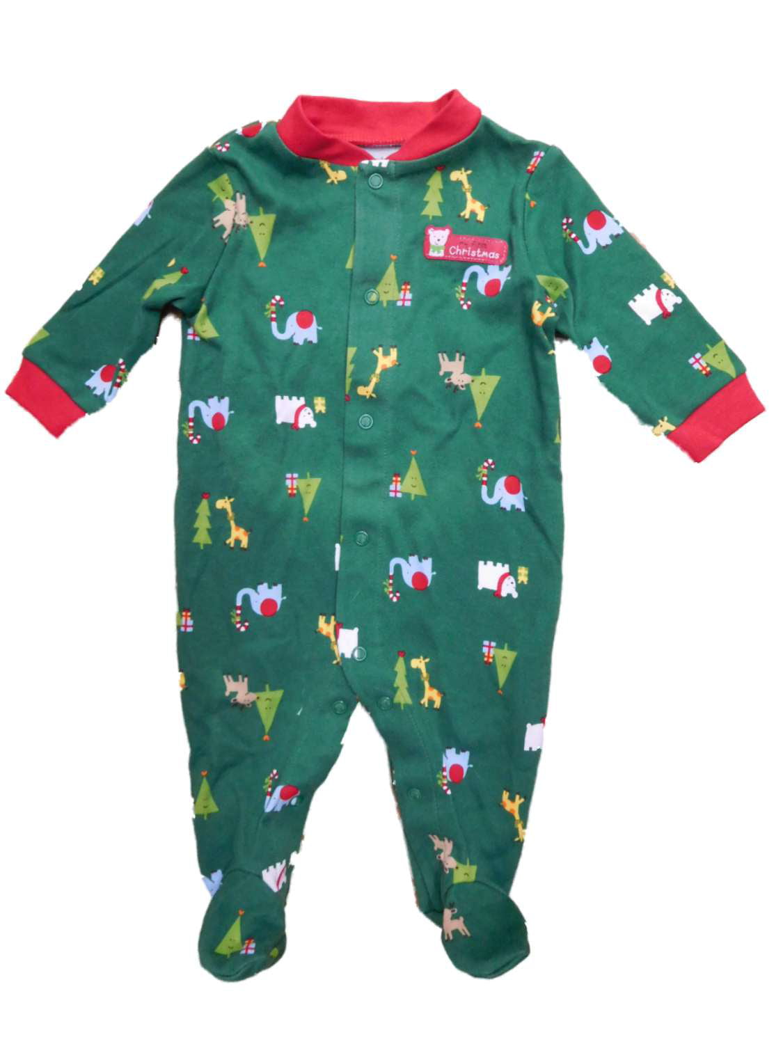 Carters Infant Boys My First Christmas Holiday Zoo Sleeper Sleep & Play 0-3m 