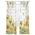 thumbnail image 7 of Sunflower Sheer Curtains 96 Inch Length 2 Panels Set, Summer Eucalyptus Botanical Floral Grey Plaid Voile Window Treatment Semi Sheer Long Curtains Drapes for Bedroom/Living Room/Kitchen 52"x96"x2, 7 of 7