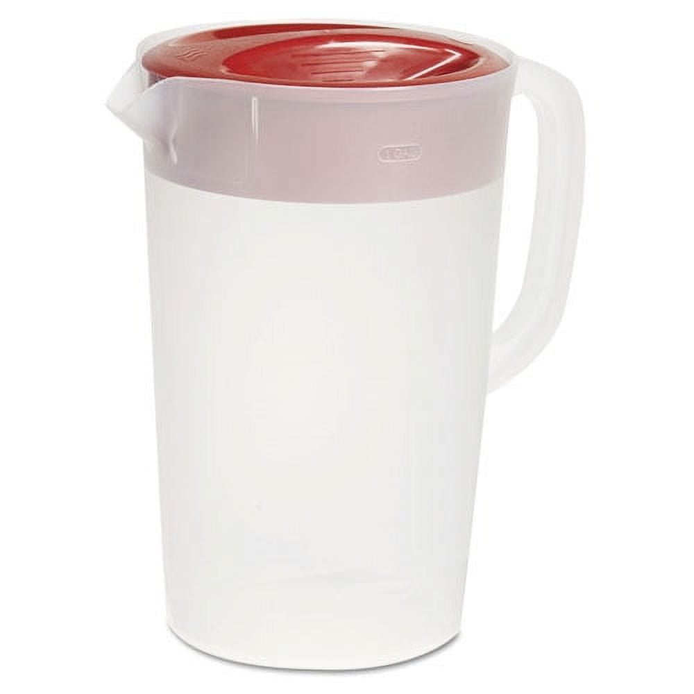 Tablecraft 144W 2.5 Qt. White Polypropylene Plastic Pitcher with 3-Way Blue  Sanitary Lid