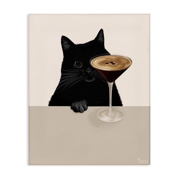 Stupell Industries Cat & Espresso Martini Food & Beverage Painting Gallery Wrapped Canvas Art Print Wall Art, 36 x 48