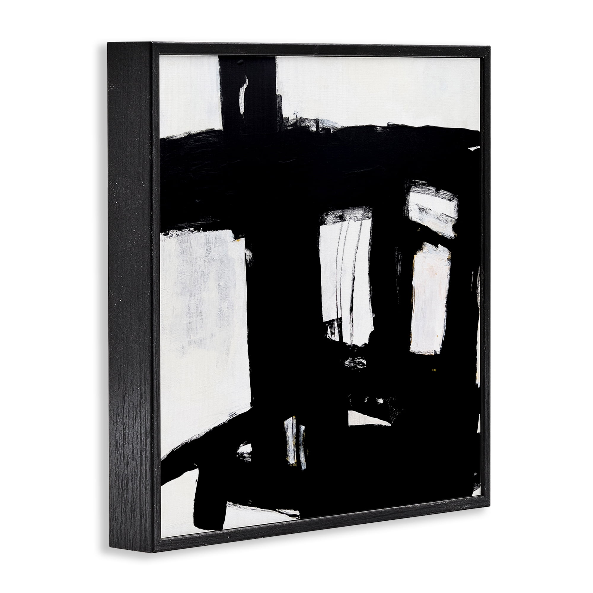 Stupell Industries Industrial Black Streaks Abstract Painting Black Framed Art Print Wall Art, 12 x 12