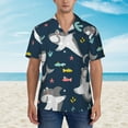 thumbnail image 2 of Sikiie Friendly Sharks Print Men's Hawaiian Shirt, Summer Beach Button Pocket Short Sleeve T-Shirt,Small, 2 of 7