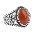 thumbnail image 3 of Sterling Silver Red Jasper Concha Flower Ring, Sizes 5 to 10, 3 of 9