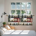 thumbnail image 4 of Forest Reindeer Tier Curtains, Country Rustic Green Red Patchwork Light Filtering Kitchen Curtains, 2Pcs Rod Pocket Half Window Treatments Panels for Sink Cafe Cabinet Camper 27.5x36 Inches, 4 of 9