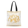 thumbnail image 1 of NUDECOR Toile Tote Bag Or Calligraphie Inscription Joyeux Modèle de Noël d'Or Confettis Réutilisables Épaule Épicerie Sacs à Main, 1 of 1