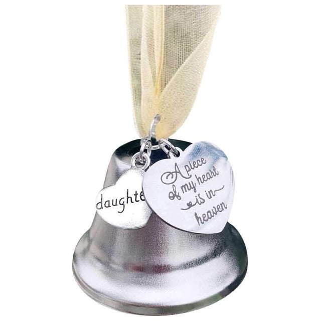 Conmemorativa De Navidad, Enlace De Ala De Ángel, Campana De Plata, Una Pieza De Mi Corazón Está En El Cielo, Colgante De Árbol De Navidad Para Puerta Y Ventana Sweethay HA045224-08