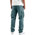 thumbnail image 6 of Baggy Cargo Sweatpants for Men Fleece Wide Leg Open Bottom Fall Drawstring Elastic Waist Gym Pants, 6 of 8