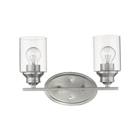 

Homeroots Two Light Silver Wall Light with Clear Glass Shade / EA