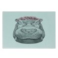thumbnail image 2 of Hippo Cutting Board, Pencil Hand-Drawn Style Animal Portrait with Floral Head Wreath, Decorative Tempered Glass Cutting and Serving Board, in 3 Sizes, by Ambesonne, 2 of 5