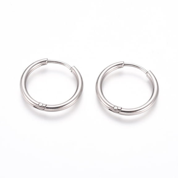 Tarnish Resistant 202 Stainless Steel Huggie Hoop Earrings Hypoallergenic Earrings with 316 Surgical Stainless Steel Pin Stainless Steel Color 12 Gauge 18~19x2mm Pin: 1mm