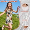 thumbnail image 5 of ZIATUBLE4S Abstract Floral Print Girls Summer Romper Ruffle Cap Sleeves One-Piece Short Jumpsuit Soft Comfort Kids Casual Playsuit with Pockets for 7-8 Y, 5 of 6