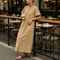 thumbnail image 6 of ClodeEU Women's Crew Neck Short Sleeve Maxi Dress with Pockets,Casual Loose Summer Vacation Dress Khaki,Women's Plus XXL, 6 of 7