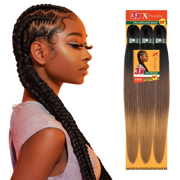 Sensationnel X-pression prestretched braiding hair - Kanekalon flame retardant smooth yaki braid hair extension 3X 58 inch (1 pack, 350)