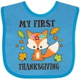thumbnail image 3 of Inktastic My First Thanksgiving with Fall Fox and Leaves Boys or Girls Baby Bib, 3 of 4