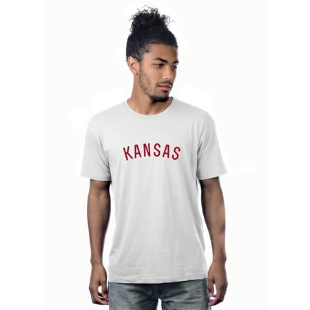 Daxton Premium Basic Crew Neck Short Sleeve Tshirt Cities Kansas Letter - White Red-XXX-Large