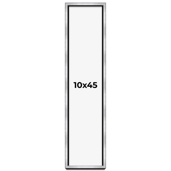 10x45 Shadow Box Frame Silver | 1.375 Inches Deep Real Wood Contemporary Shadowbox Display Frame |