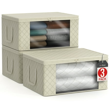 Sorbus Space-Saving and Durable Shelves Clothing Storage, Beige, 3 Count