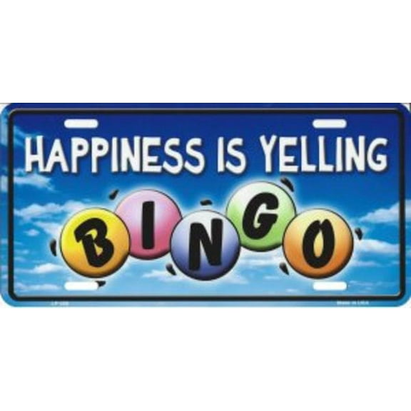Happiness Is Yelling Bingo Metal License Plate