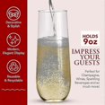 thumbnail image 4 of 24 Clear Plastic Toasting Glasses - Stemless Shatterproof Champagne Flutes for Events, 4 of 4