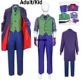 thumbnail image 2 of Disfraz de Joker para adultos y niños, disfraz de película de fantasía, disfraz de caballero oscuro, supervillano, para fiesta de Carnaval y Halloween, 2 of 5