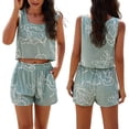 thumbnail image 2 of Womens Summer 2 Piece Outfits Casual Trendy Shorts Matching Sets Sleeveless Casual Linen Outfits, 2 of 8