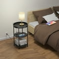thumbnail image 5 of Small Round Side Table with Charging Station for Small Spaces, 3-Tier Round Accent Table with USB Ports & Power Outlets,Round Corner Table Tea Sofa Side Table for Living Room Bedroom Apartment, Black, 5 of 9