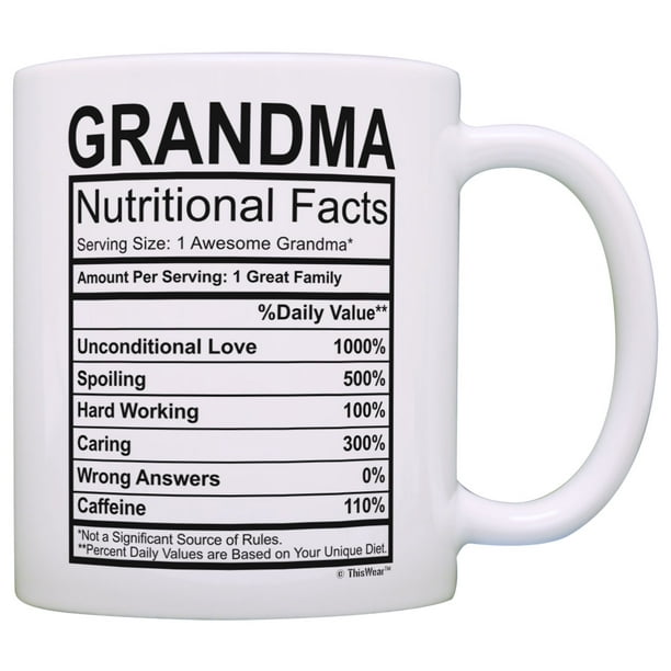 Mothers Day Gifts for Grandma Nutritional Facts Label Funny Gifts for ...