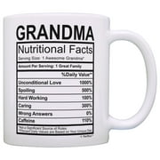 Mothers Day Gifts for Grandma Nutritional Facts Label Funny Gifts for Grandma Gag Gift Coffee Mug Tea Cup White