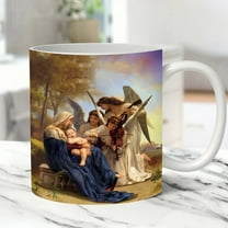 pvdgvd Printed Ceramic Mug, Commemorative Coffee Cup of Jesus Birth with C-Handle Rounded Corners, Dishwasher Microwave Safe & Free from Harmful Chemicals, Religious Design