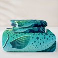 thumbnail image 5 of jejeloiu Cartoon Tropical Fish Bed Spread Queen,Watercolor Coral Seabed Queen Coverlet Set For Boys,Teal Navy Blue,3 Pieces, 5 of 7