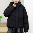 thumbnail image 5 of MIUOWANP Cotton-padded Jacket Lady clothes Long Sleeved Solid Color Hooded Jacket Black L, 5 of 5