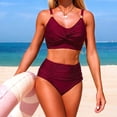 thumbnail image 4 of Conjunto Inferior Del Bikini Del Lado de la Corbata Del Cuello en V Del Nudo Delantero de las Mujeres Empuja Arriba la Parte Superior Acolchada con la Pierna de Corte Alto Dos Piezas de Traje de Baño, 4 of 6