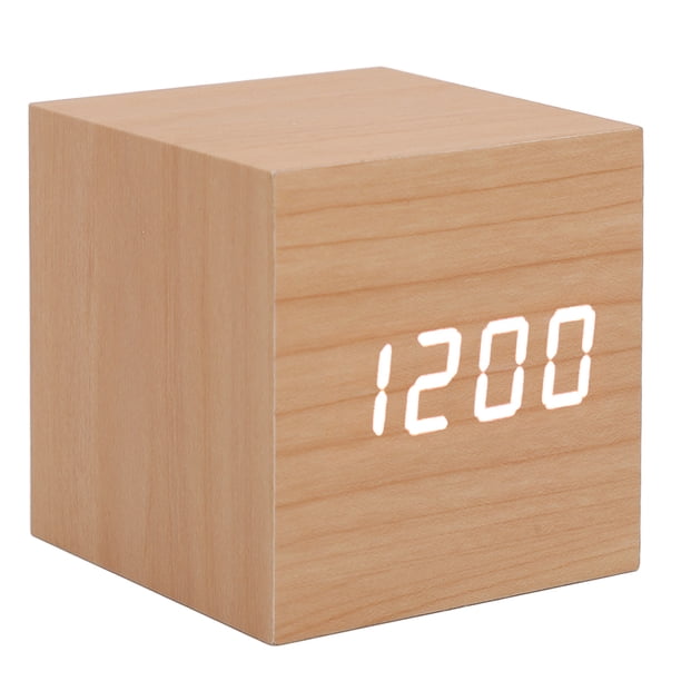 Reloj despertador digital LED de madera Jadeshay multifuncional Blanco