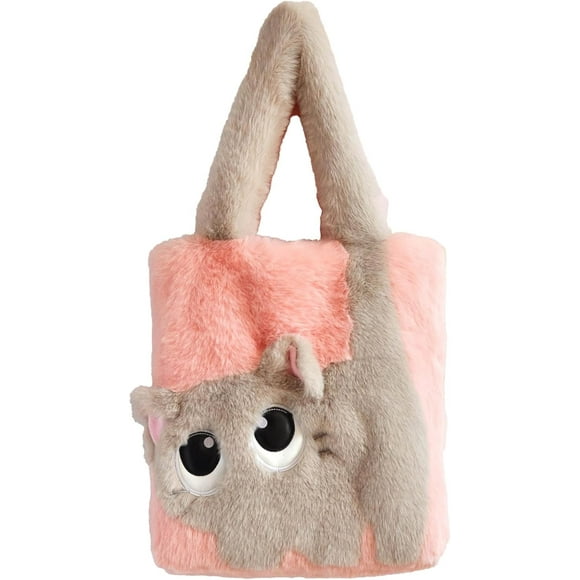 JennyShop Mujeres Tote Bolsa Con Bordado De Forma De Gatito, Moda Plush Schulter Bolso De Mano Lindo Gato Bajo El Brazo Bolsa