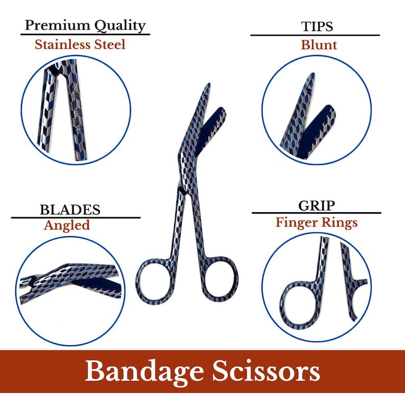 Corporate Gift Bulk Set of 6 Pcs Laser Engraved 5.5" Bandage Scissors, Spread Christmas Cheers with Vet Tech Nurse Admin Office Team